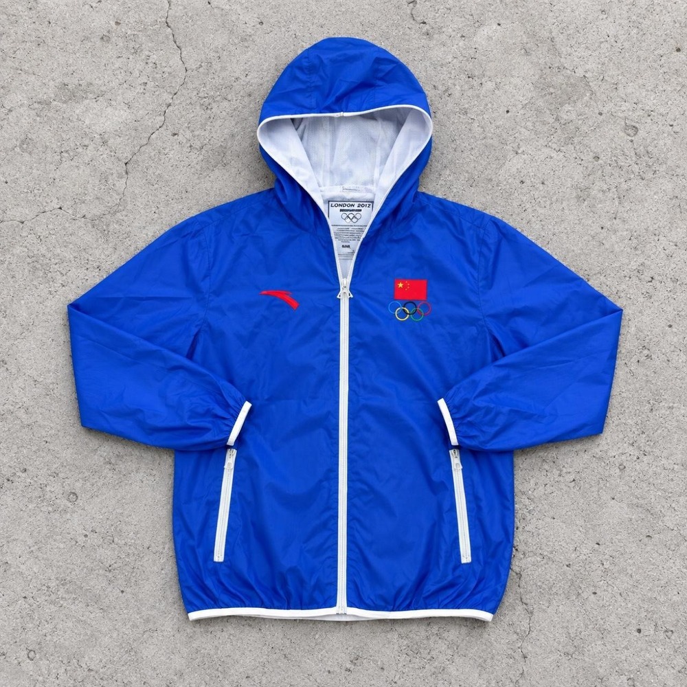 Anta Team China 2012 London Olympics Blue Windbreaker Jacket Mens Small NWT